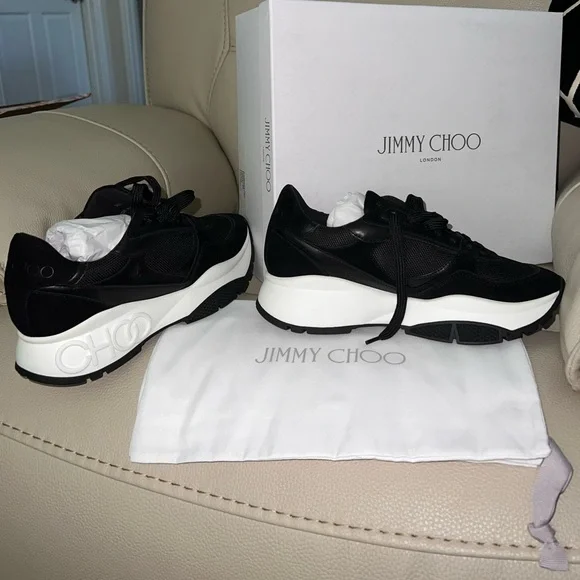 COPY - Jimmy Choo Leather trainersSize 7.5 in WHITE/GREYLeather and suede